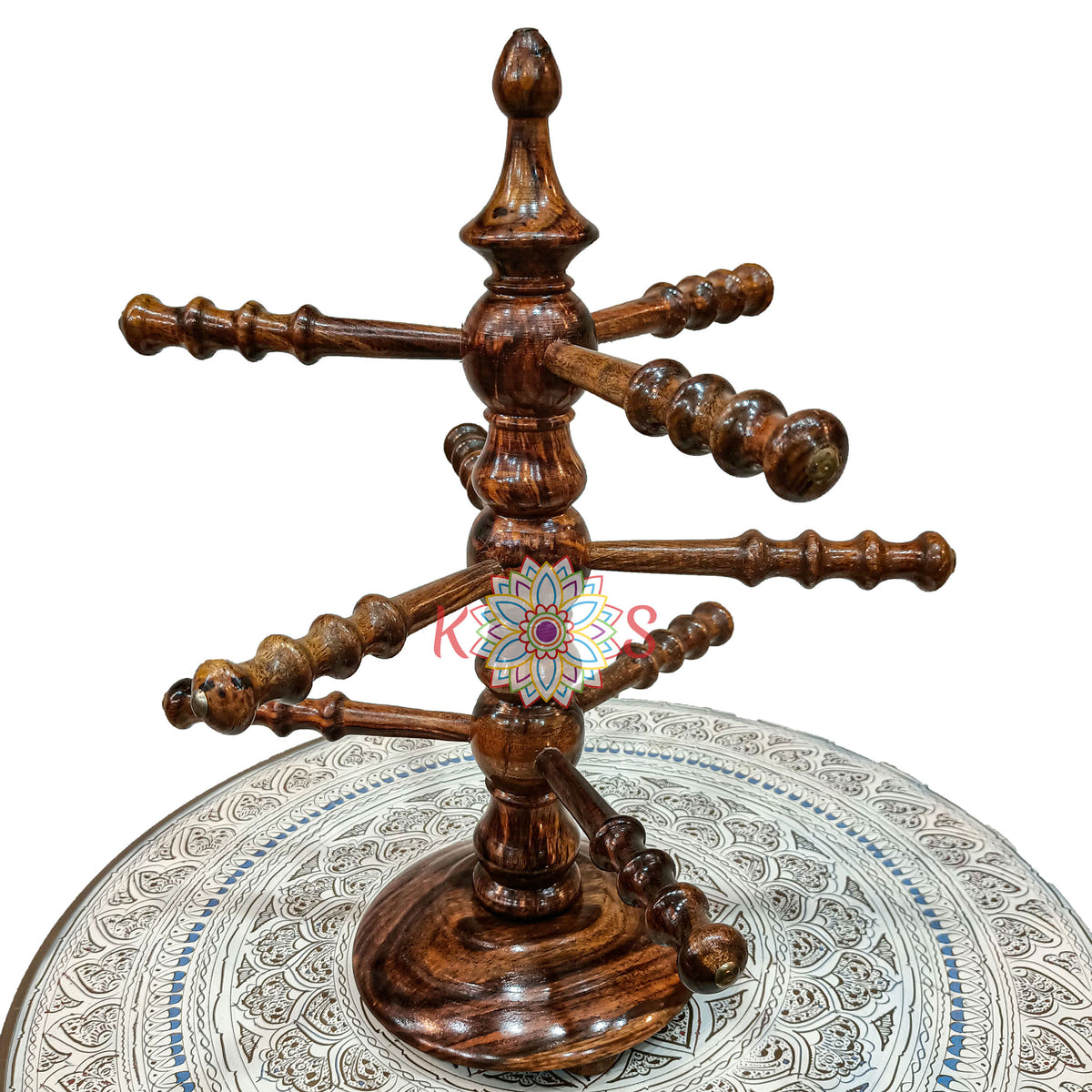 Bangle Stand with 9 Sticks, Sheesham Wood, front view