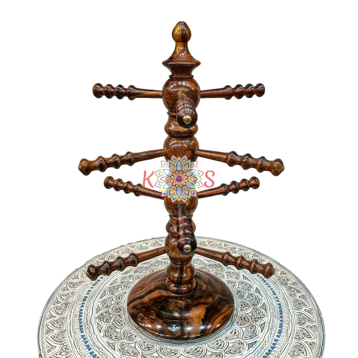 Bangle Stand with 12 Sticks, Sheesham Wood, front view