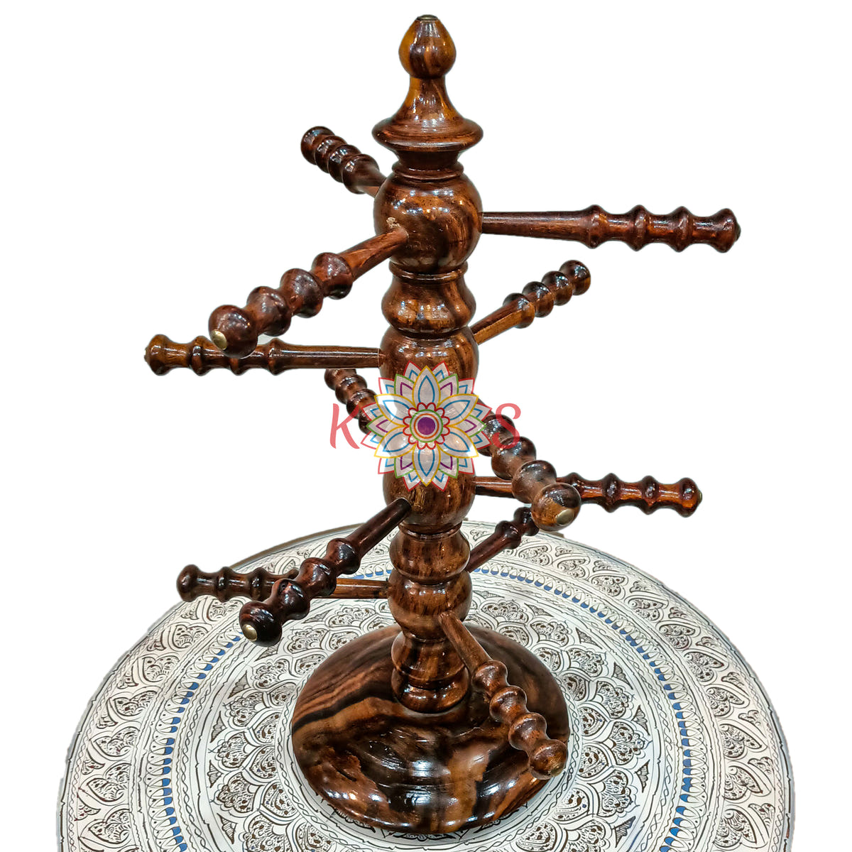 Bangle Stand with 12 Sticks, Sheesham Wood, detail shot
