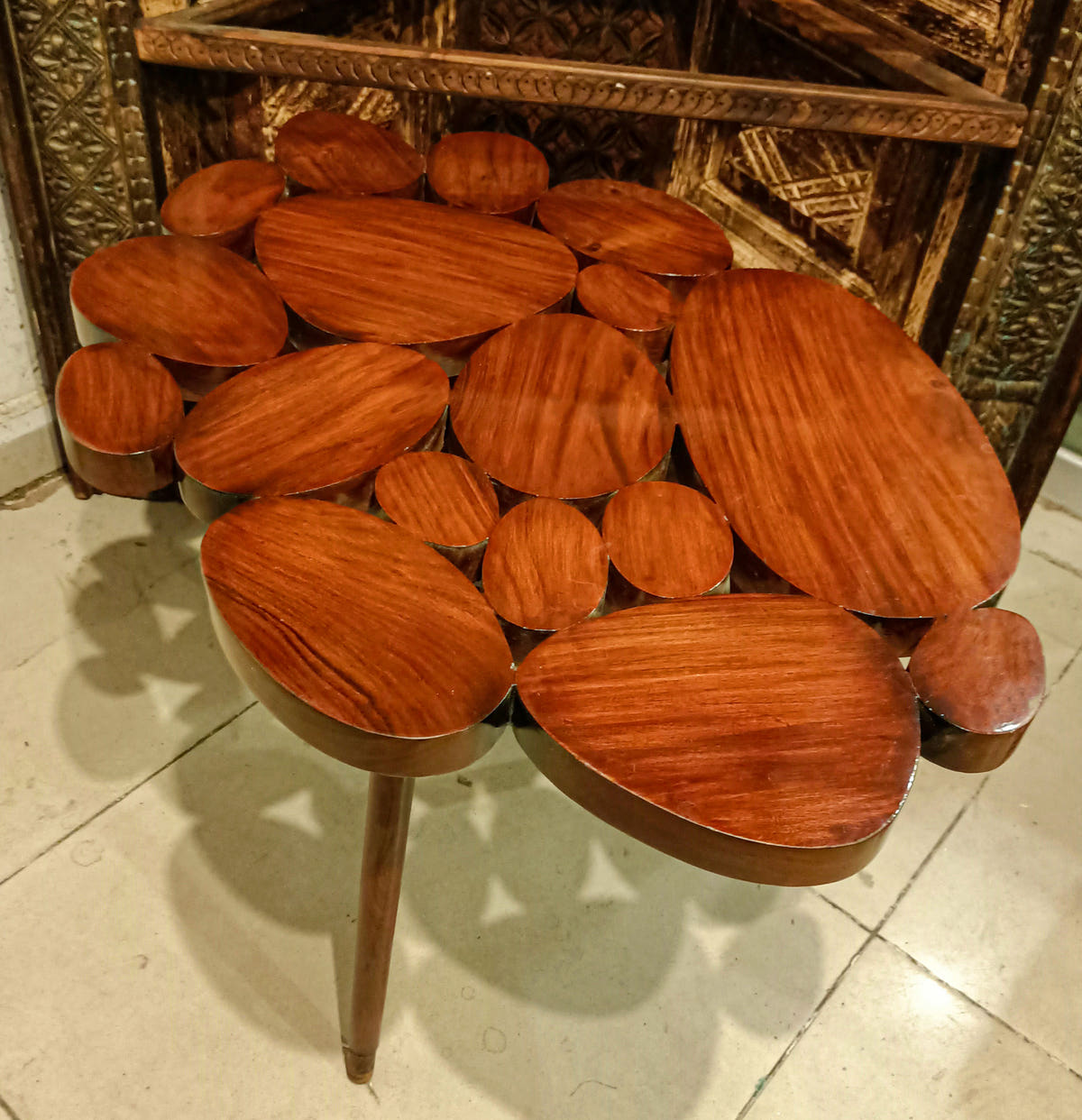 Bubble Center Table, Solid Wood, side view