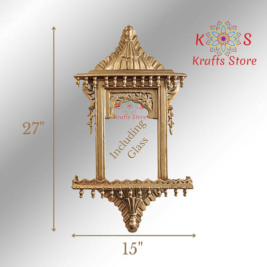 Chinioti Jharoka with Mirror, Golden Deco, front view