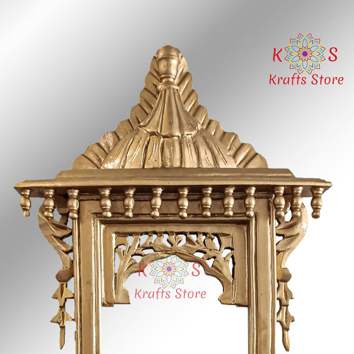 Chinioti Jharoka with Mirror, Golden Deco, mirror detail