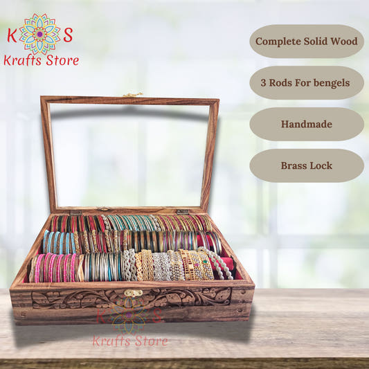 Bangles Box for jewelry storage, Sheesham wood, detail view