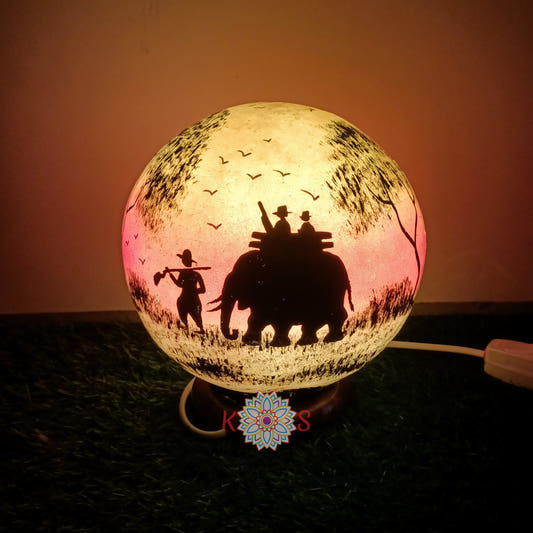 Desert Scenery Globe Lamp, Camel Skin, front view
