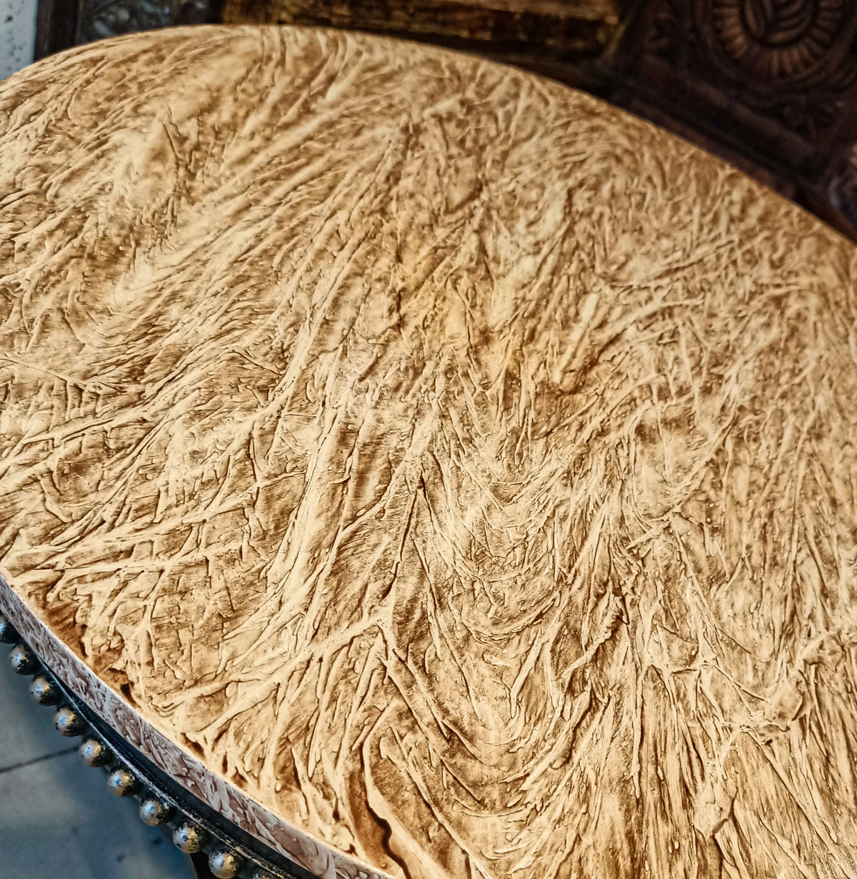 Corner Side Table with Marble Look Finish, detail shot