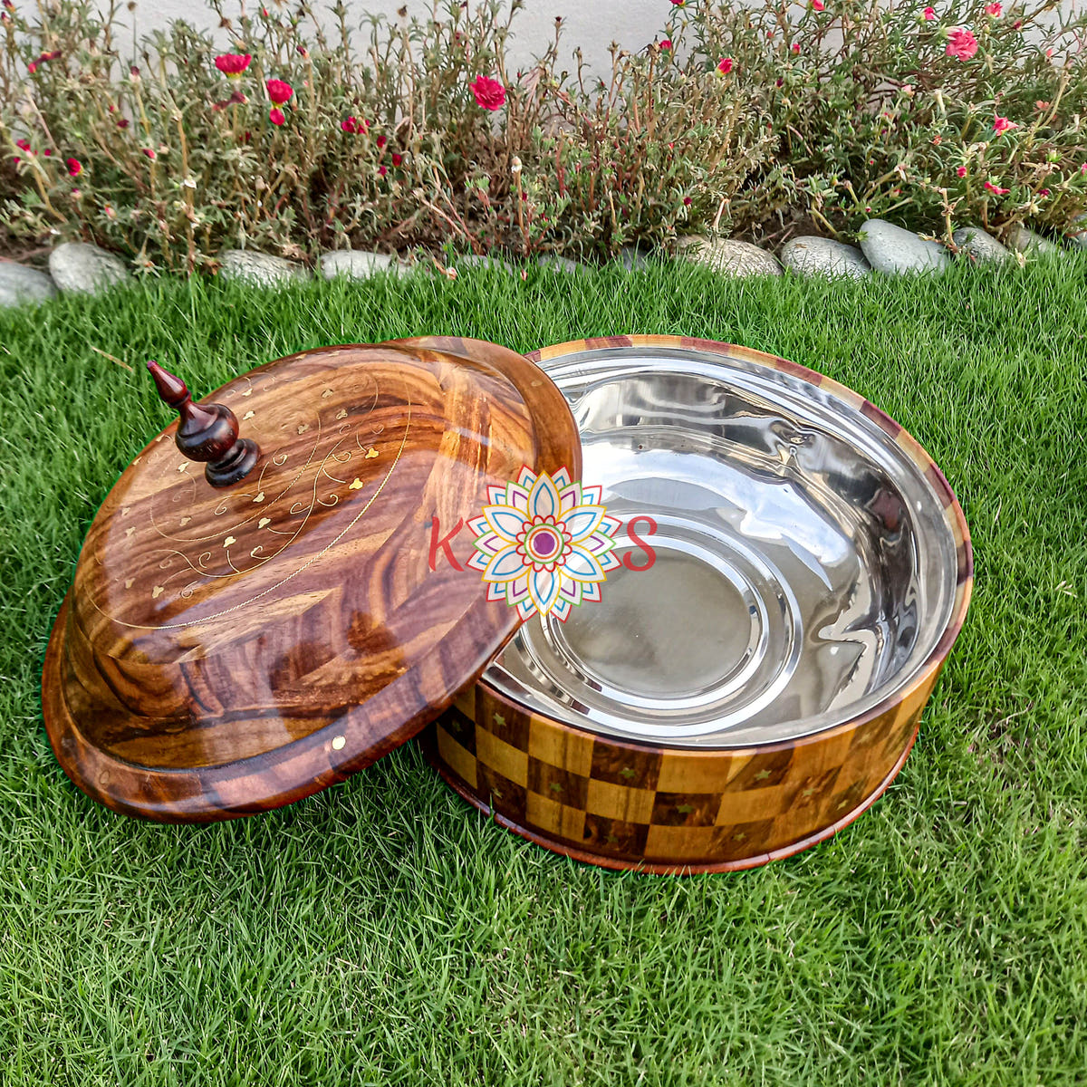Combo 3-Piece Trays Set and Hotpot with Steel Bowl, full set view