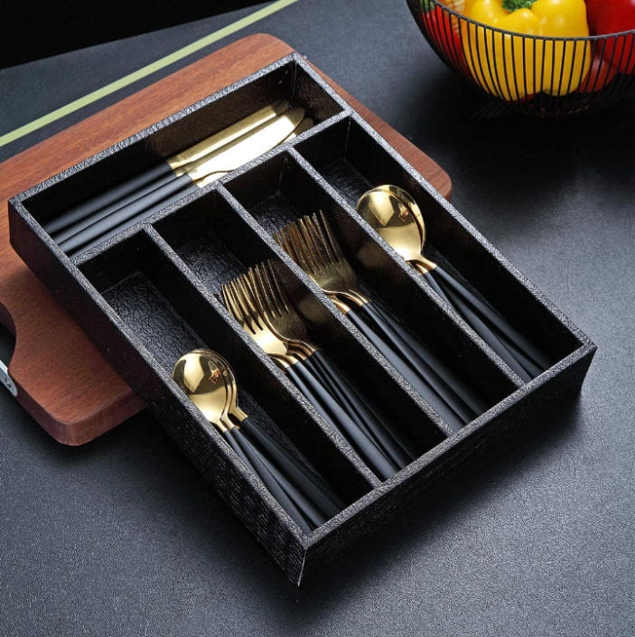 Cutlery and Drawer Organizer, Leatherite, side view