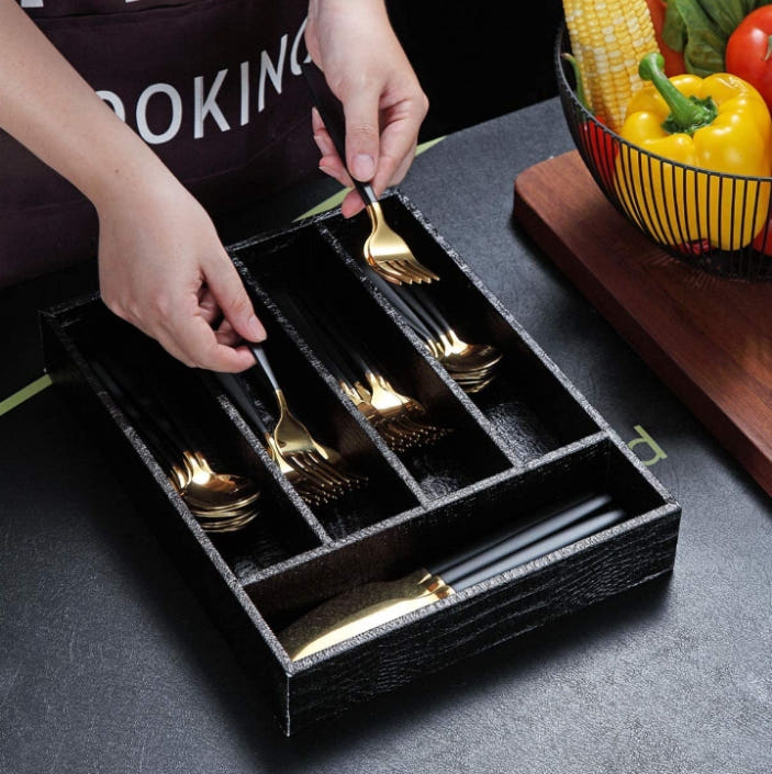 Cutlery and Drawer Organizer, Leatherite, detail shot