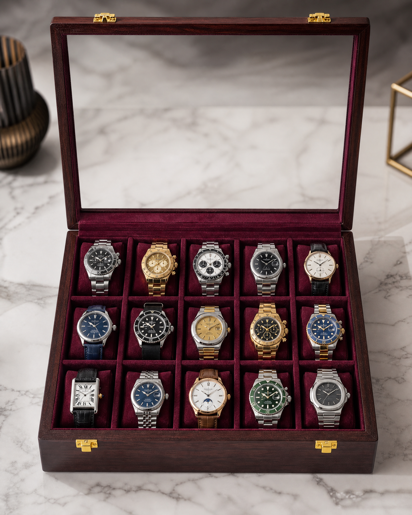 Premium Watch Box for 15 Watches |
Glass Top