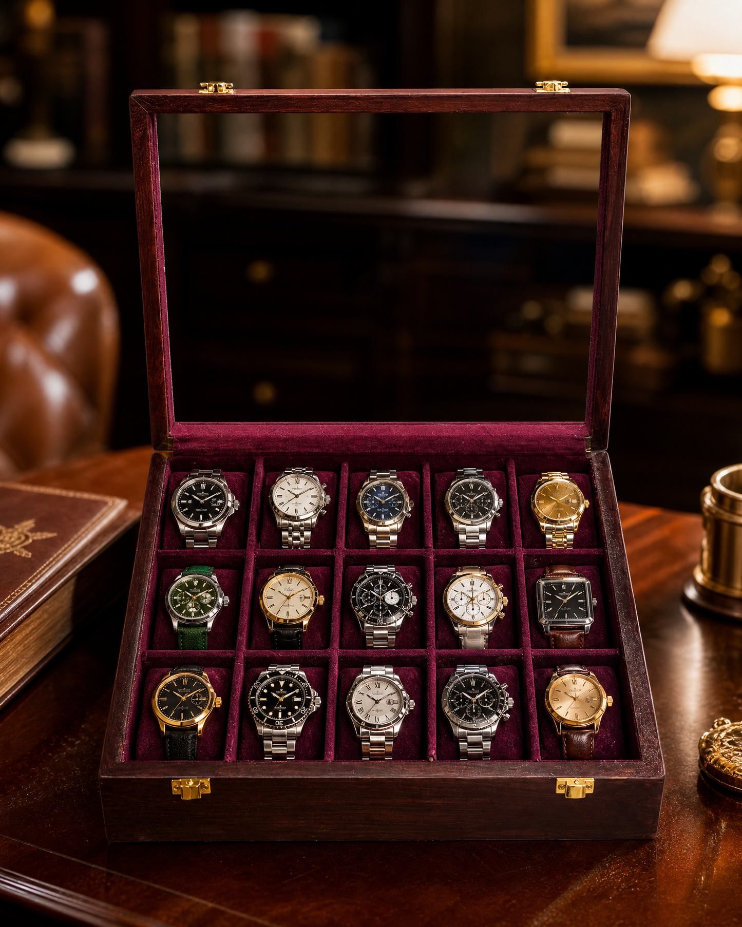 Premium Watch Box for 15 Watches |
Glass Top