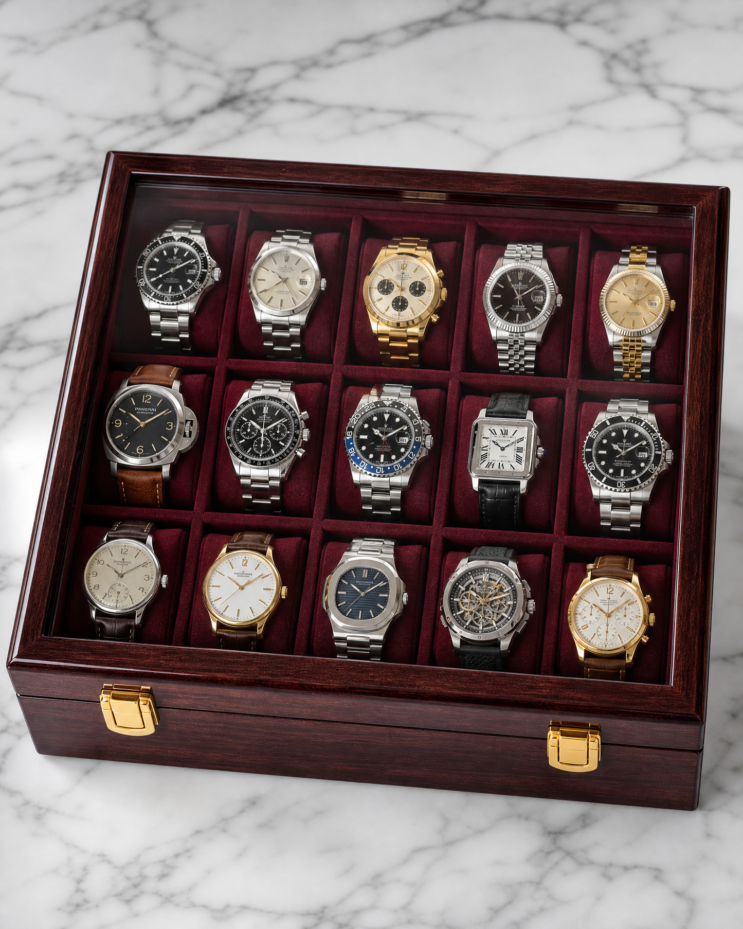 Premium Watch Box for 15 Watches |
Glass Top