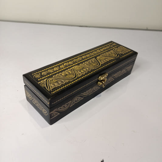 Naqashi Jewelry Box Geometry Box, Golden, front view