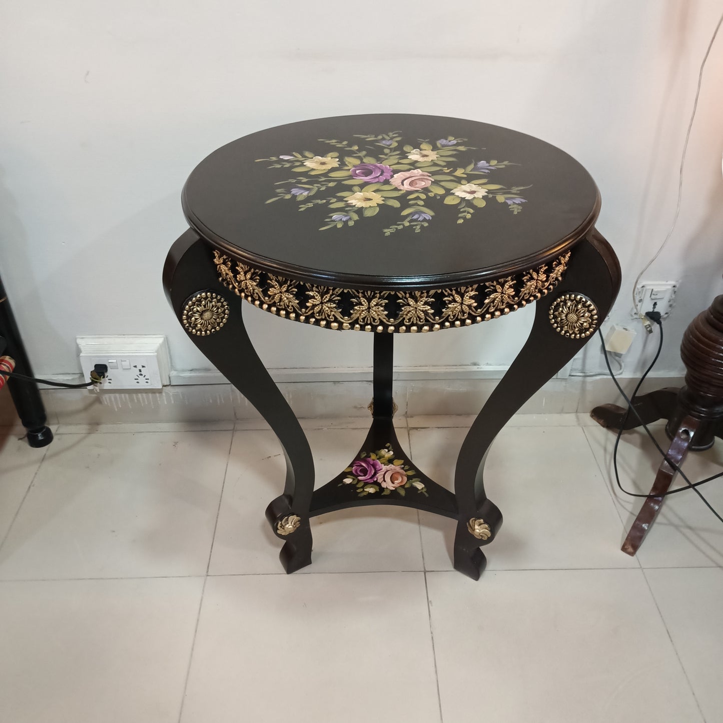 Corner / Side Table with Floral Art