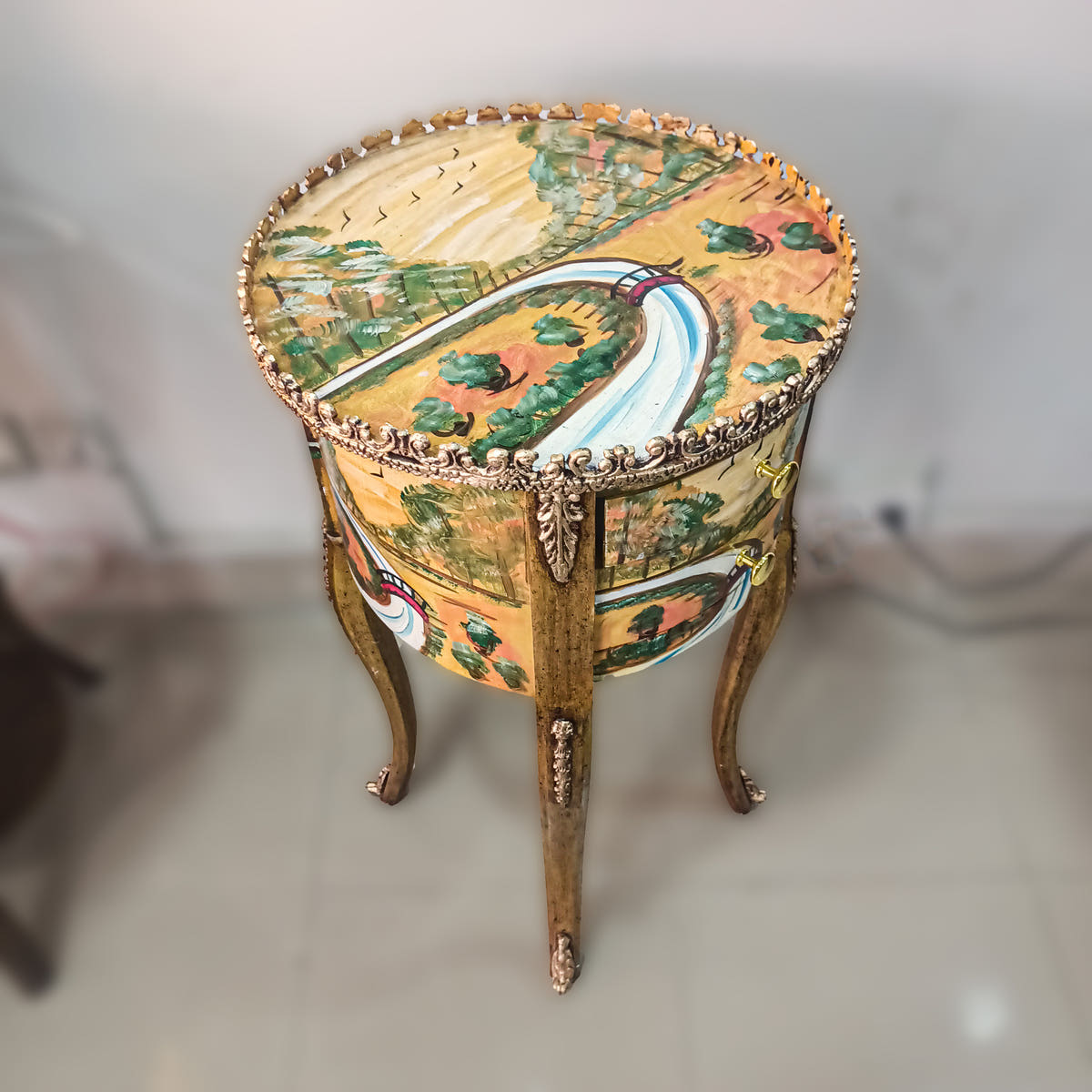 Martin Accent Table, hand-painted, side view