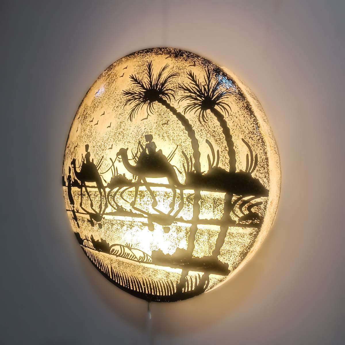 Birds and Flowers Wall Lamp, Camel Skin, detail shot