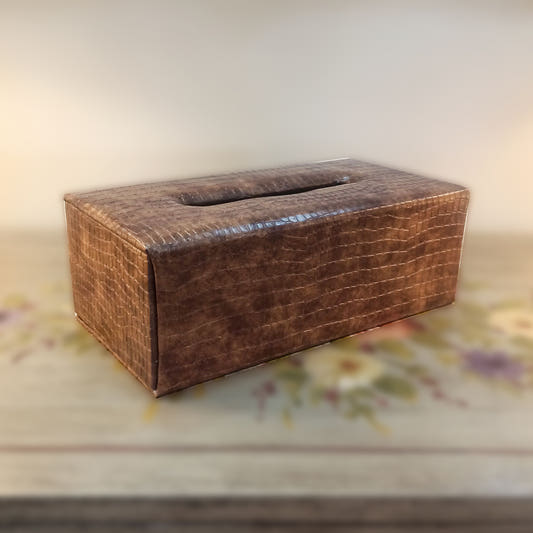 Leather Tissue Box Large, front view