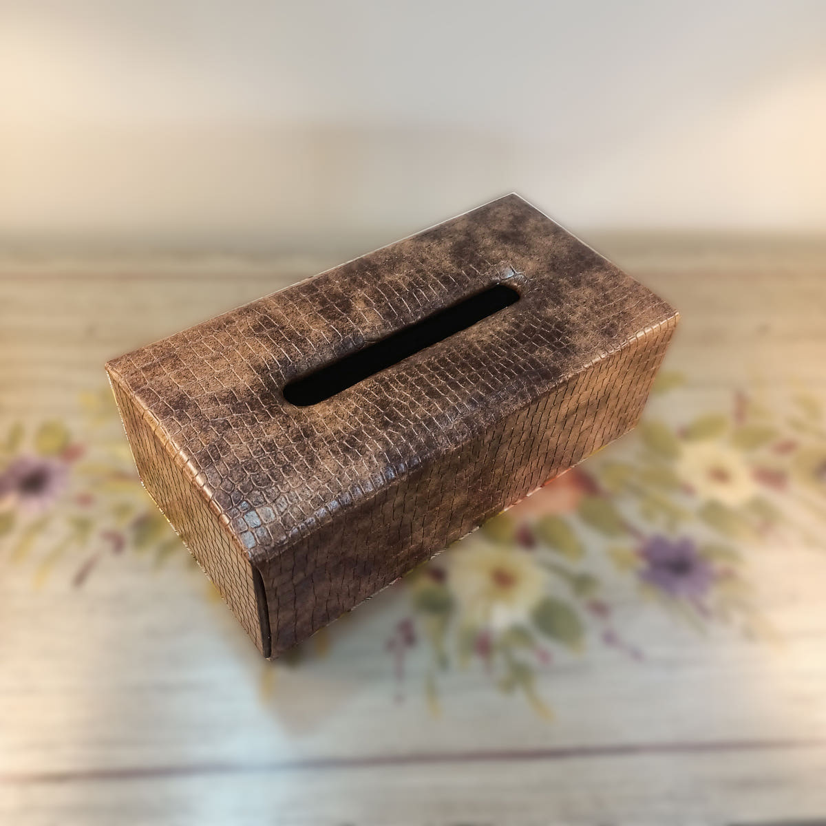 Leather Tissue Box Large, detail shot