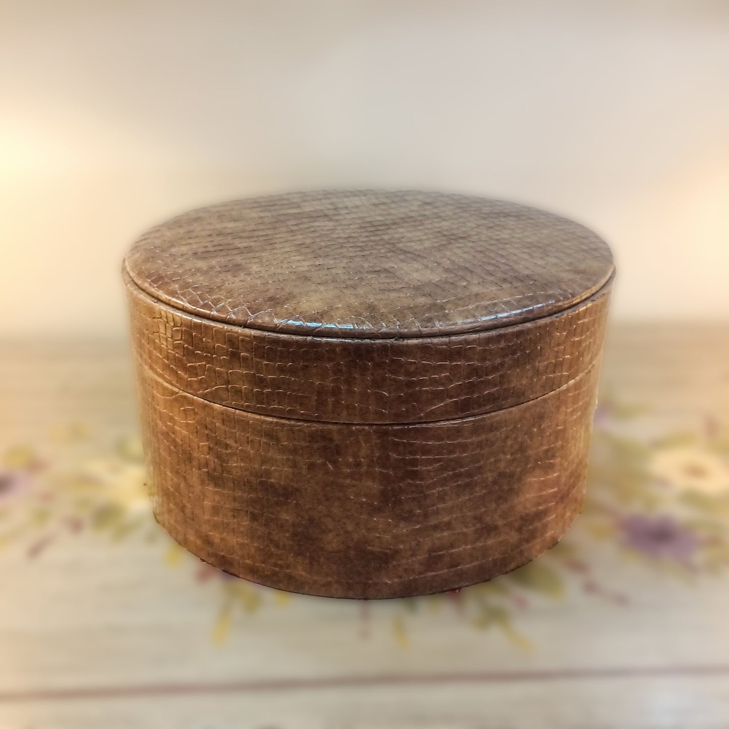 Leather Hotpot - Roti Box - Jewelry Box - Storage Box ( Camel Brown )