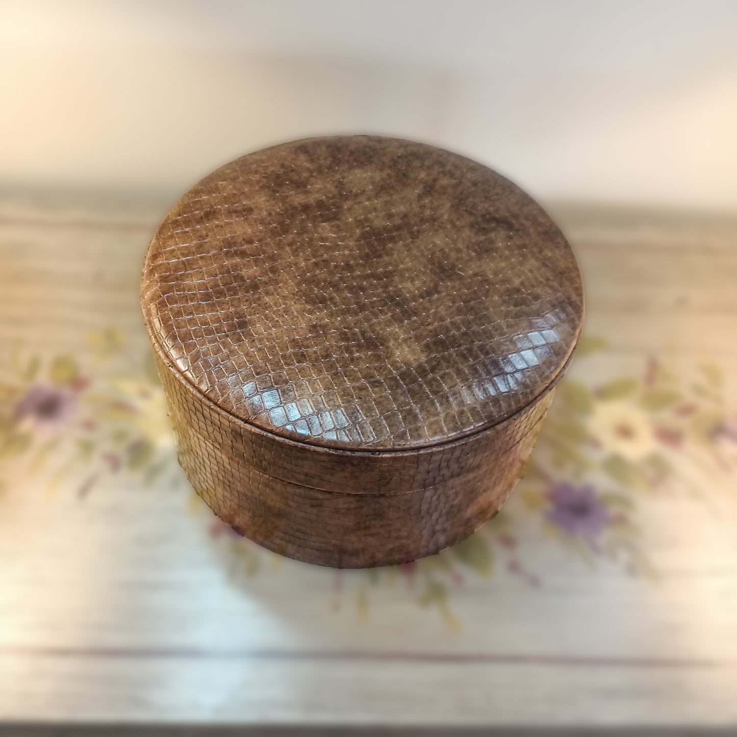 Leather Hotpot - Roti Box - Jewelry Box - Storage Box ( Camel Brown )