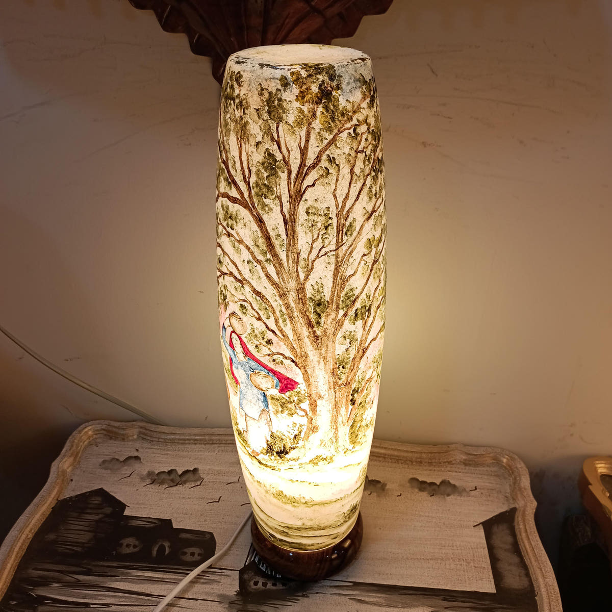 Multani Naqashi Bottle Shape Table Lamp, Camel Skin, side view