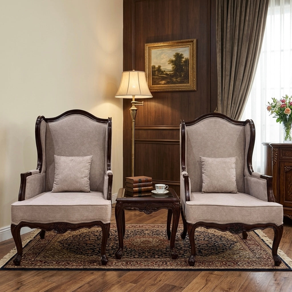 Luxury Wingback Chair Set