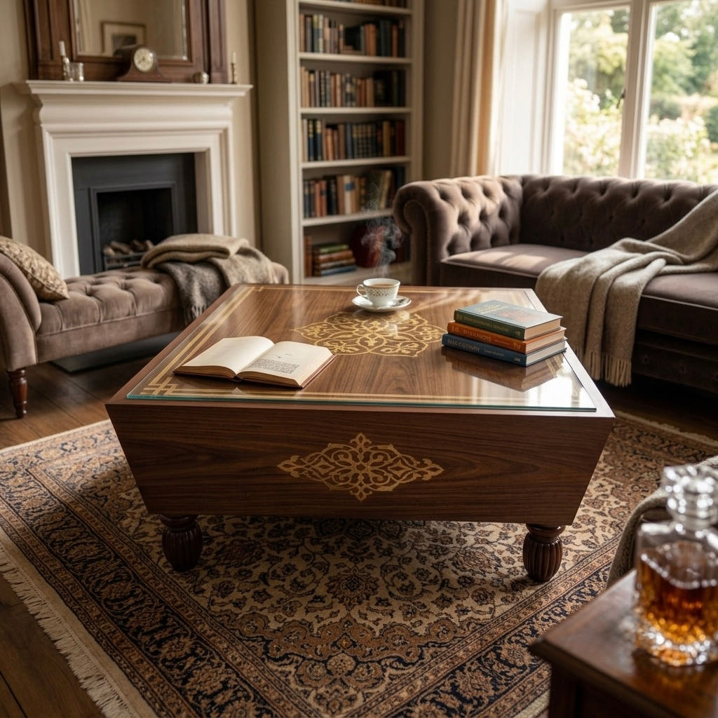 Center Table with wood Inlay