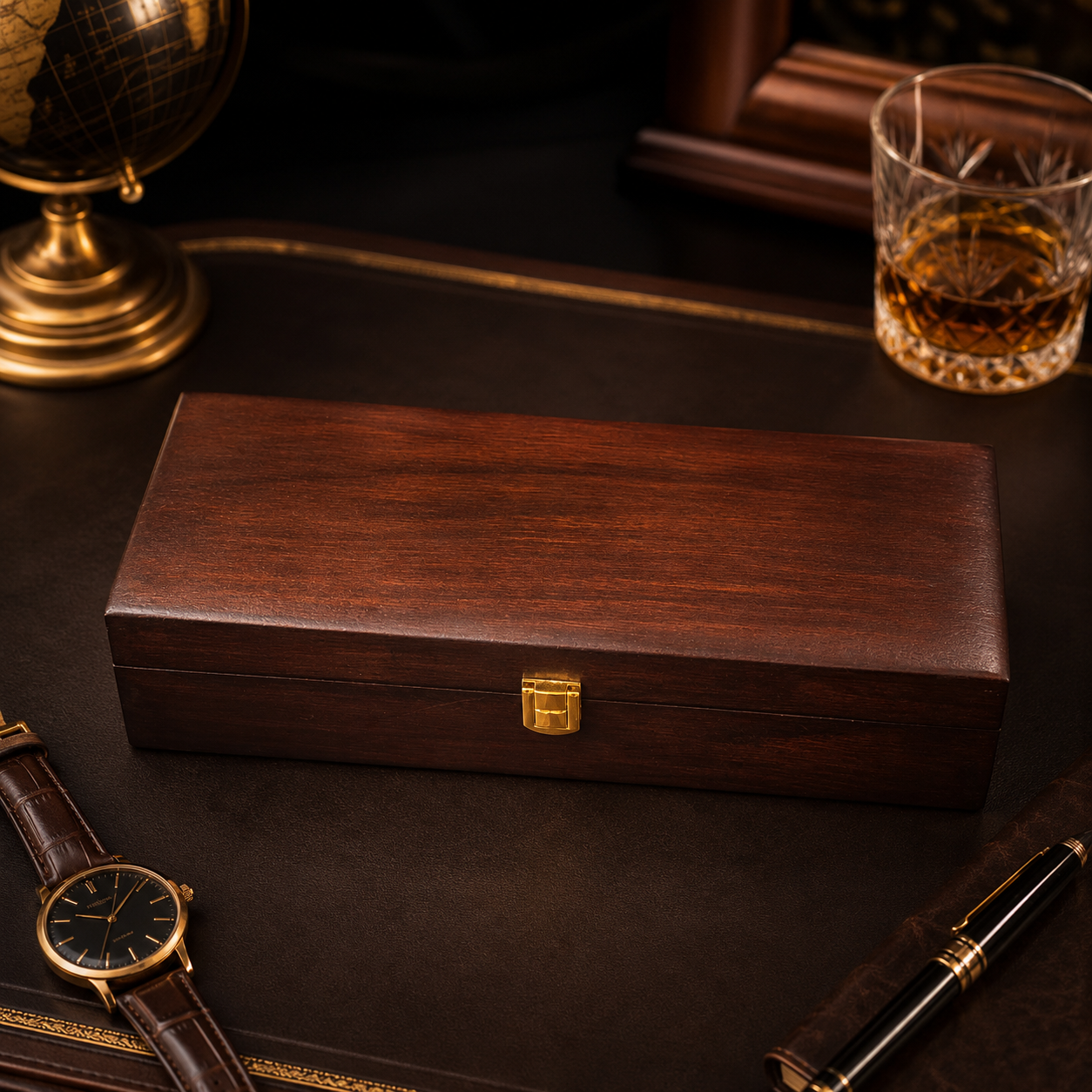 Premium Watch Box for 5 Watches | Wood Top|Dark Brown