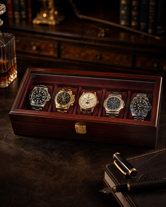 Premium Watch Box for 5 Watches | Glass Top