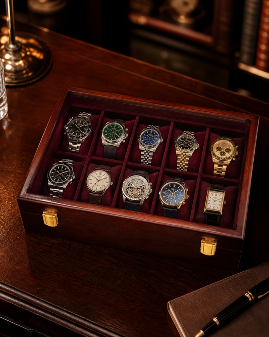 Premium Watch Box for 10 Watches | Glass Top