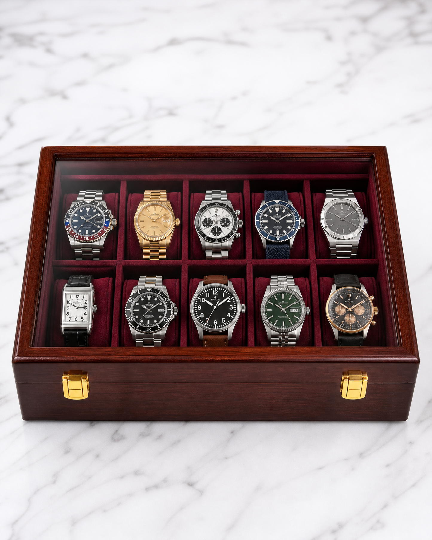 Premium Watch Box for 10 Watches | Glass Top