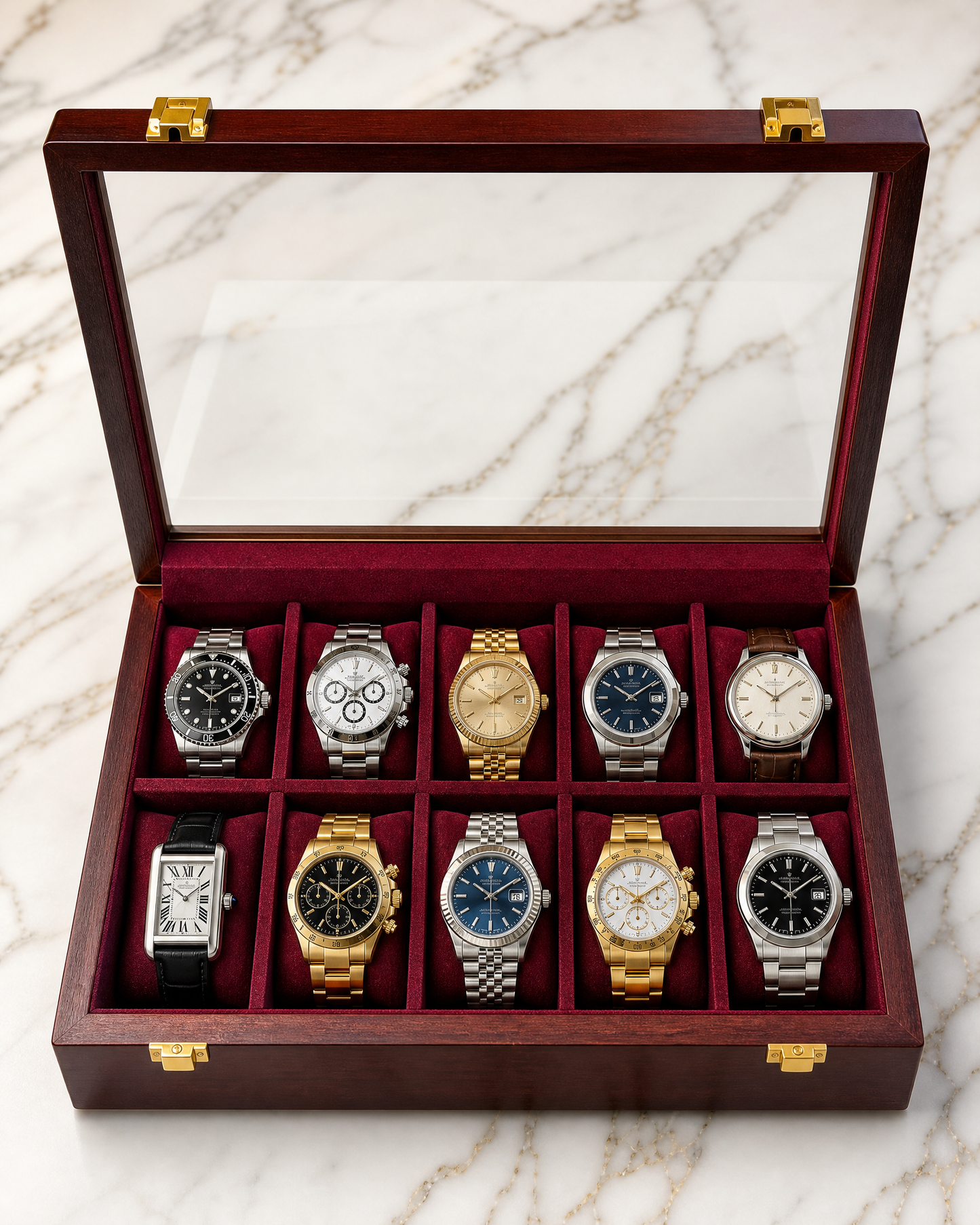 Premium Watch Box for 10 Watches | Glass Top