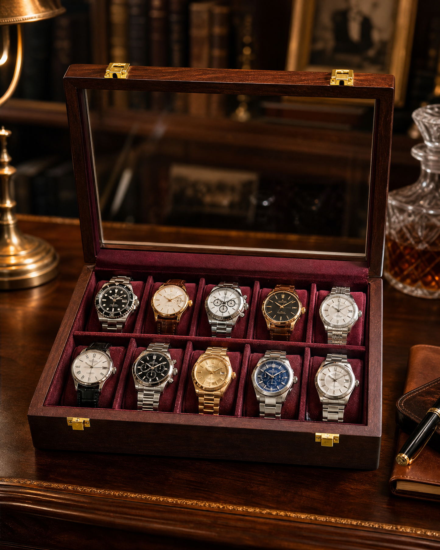 Premium Watch Box for 10 Watches | Glass Top
