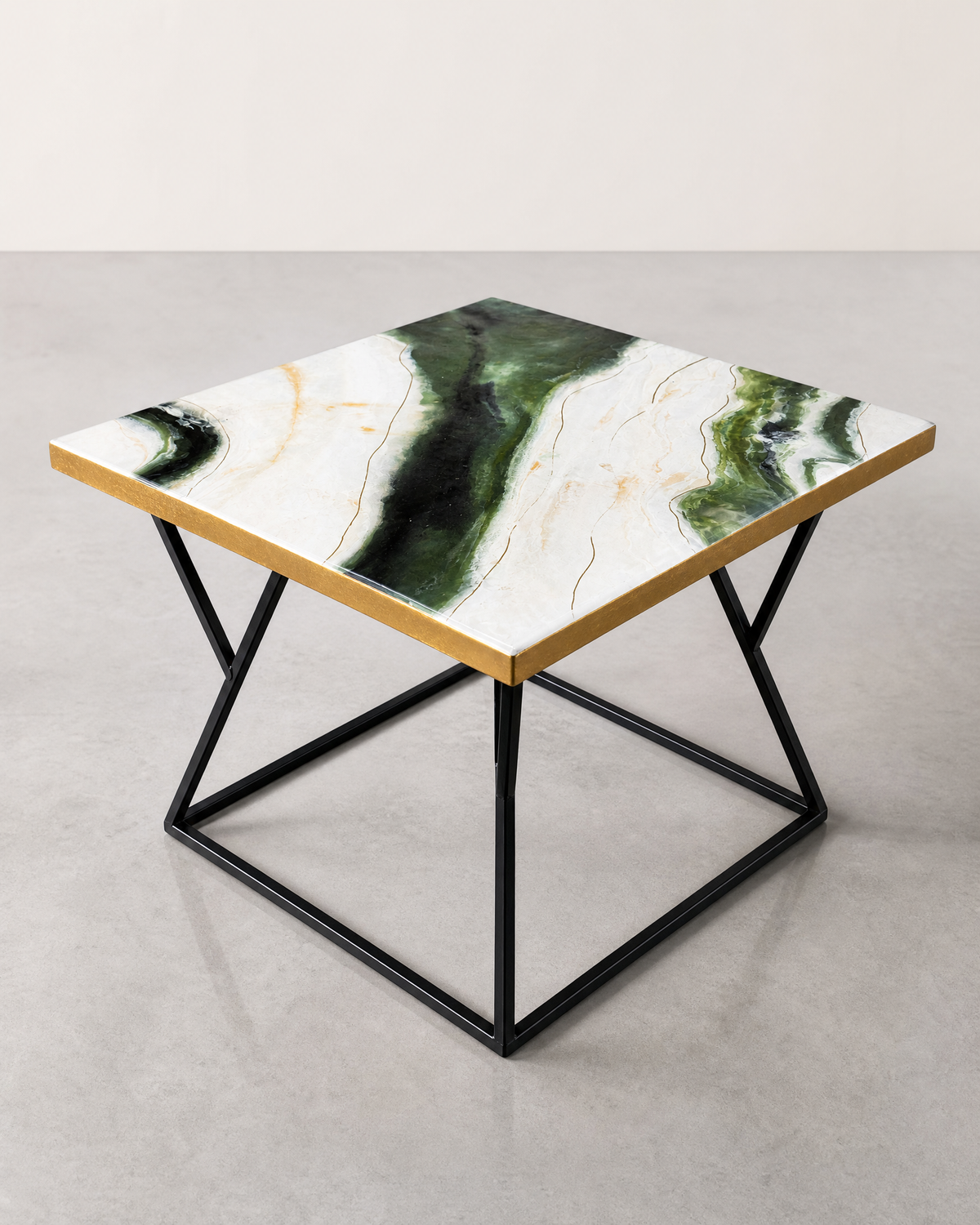 4 Side White & Green Table