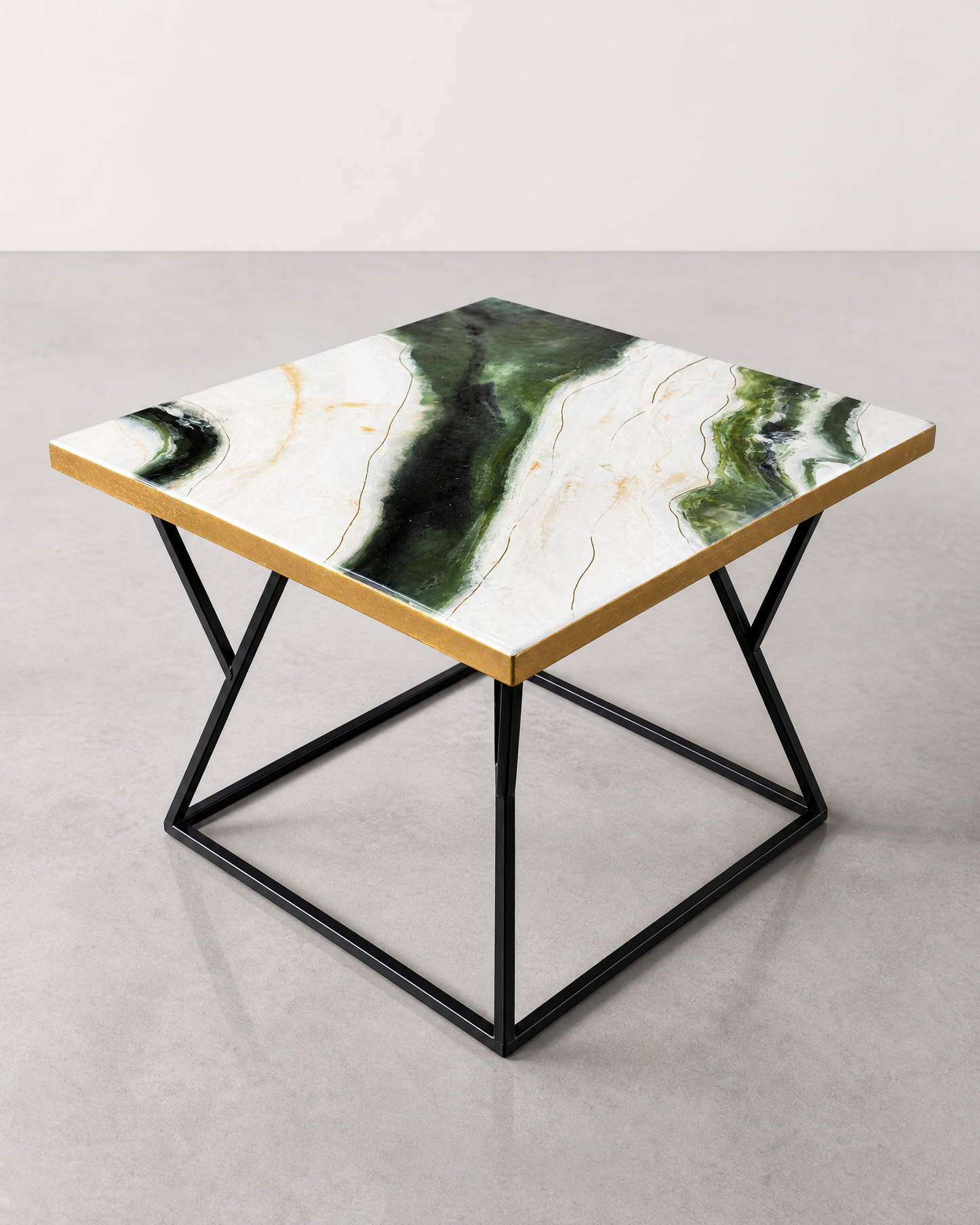 4 Side White & Green Table
