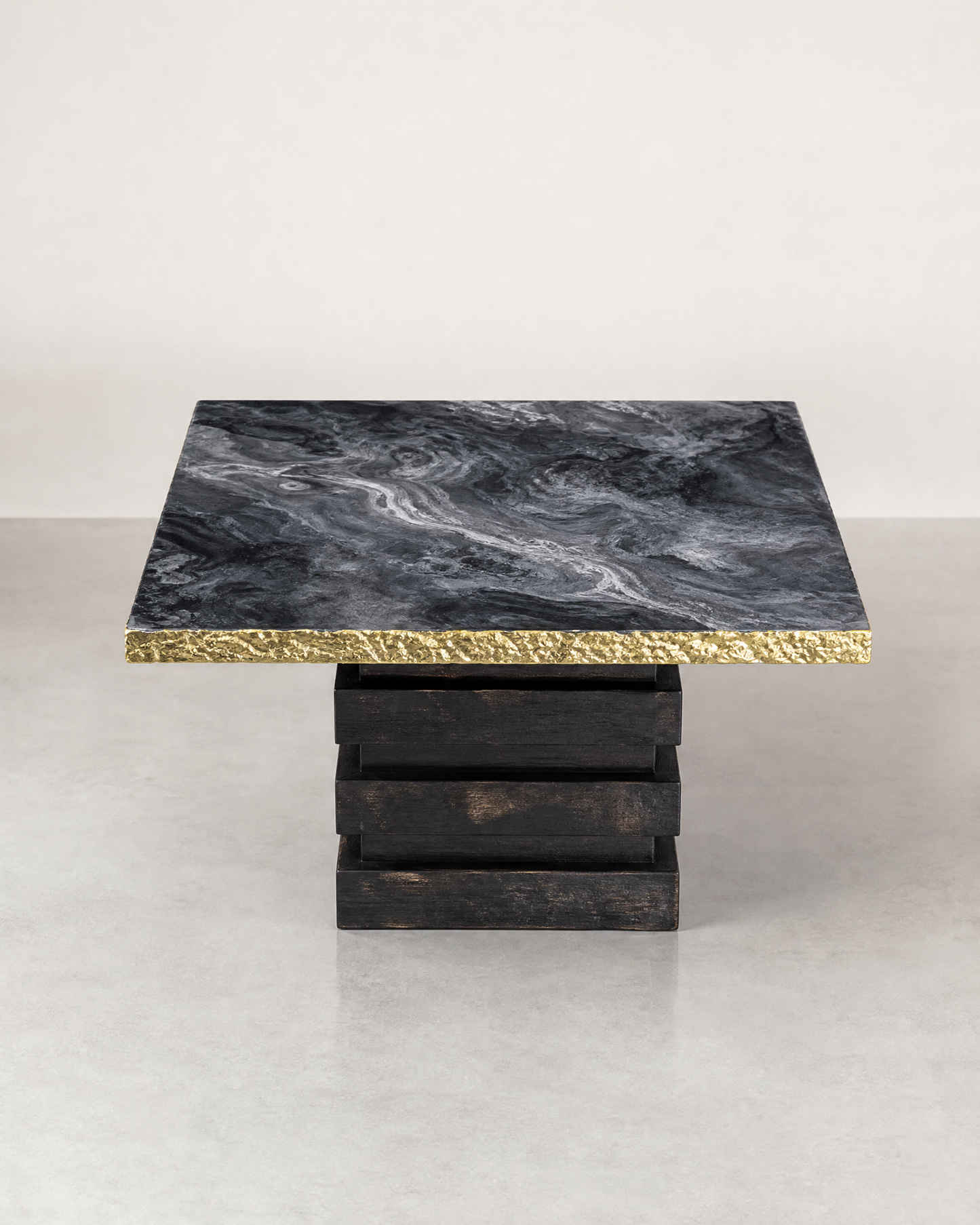 Marble Top Black & Gold Table (Pair)