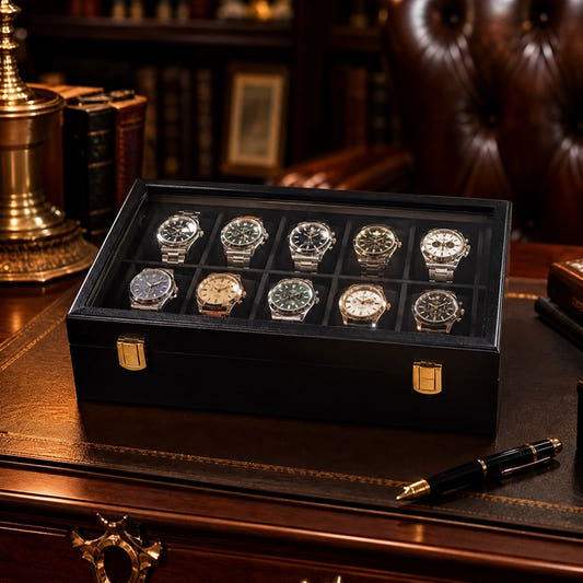 Premium-Watch-Box-Glass-Top-Black