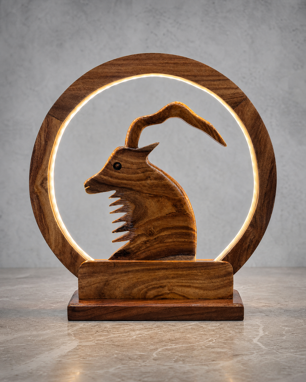 Markhor Side Table Wooden Lamp