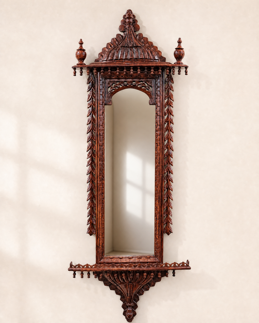 Chinioti Jharoka with Mirror | Natural Polish | Large (Fancy)