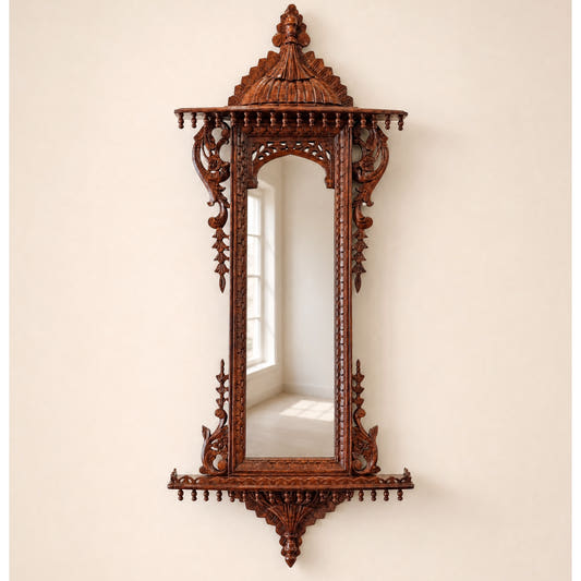 Chinioti Jharoka with Mirror | Natural Polish | Large