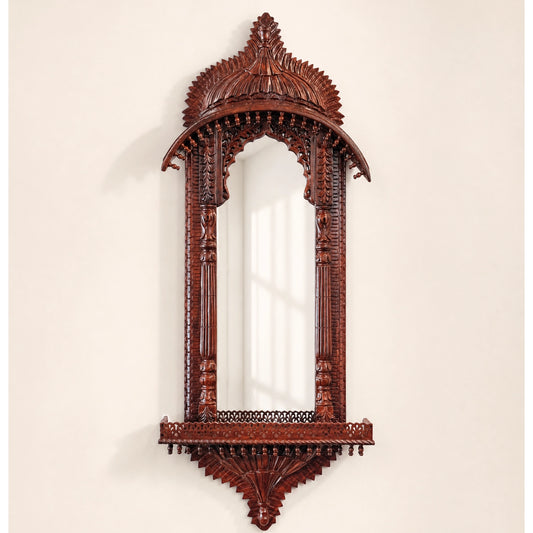 Chinioti Jharoka with Mirror | Natural Polish | Extra Large