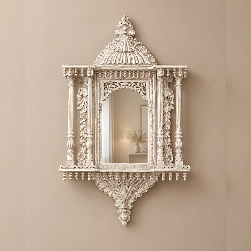 Chinioti Jharoka | White Chalk | Medium (With Rods)