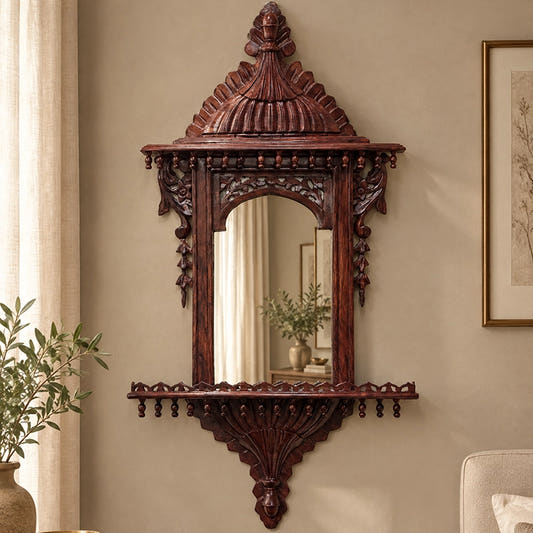 Chinioti Jharoka with Mirror | Natural Polish | Medium