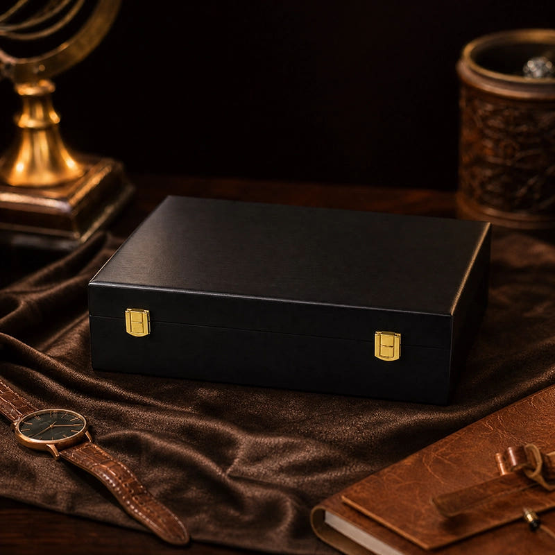 Premium Watch Box for 10 Watches | Wood Top | Black