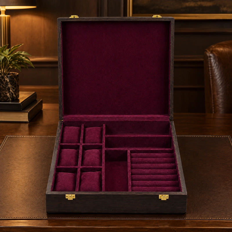 Premium 3-in-1 Organizer | Watches | Glasses | Rings | Wood Top