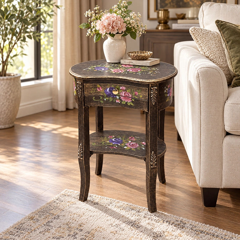 Hand Painted Side Table Kidney Style | Design-2