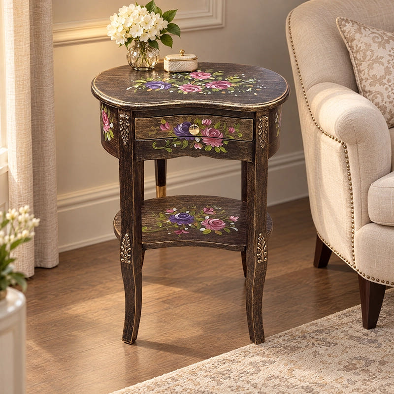 Hand Painted Side Table Kidney Style | Design-2