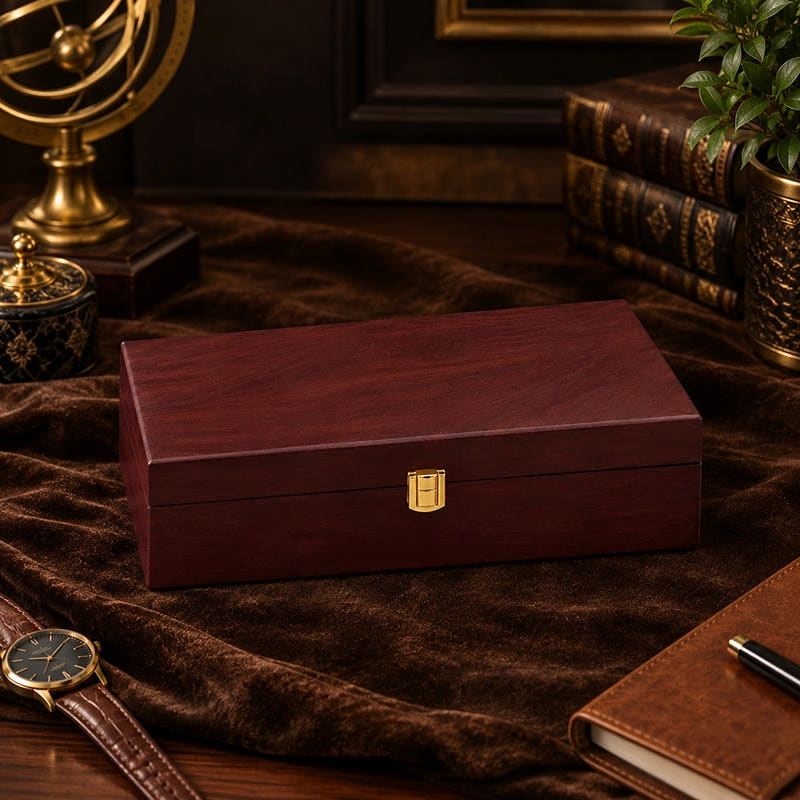 Premium Watch Box for 5 Watches | Wood Top | Red Vine