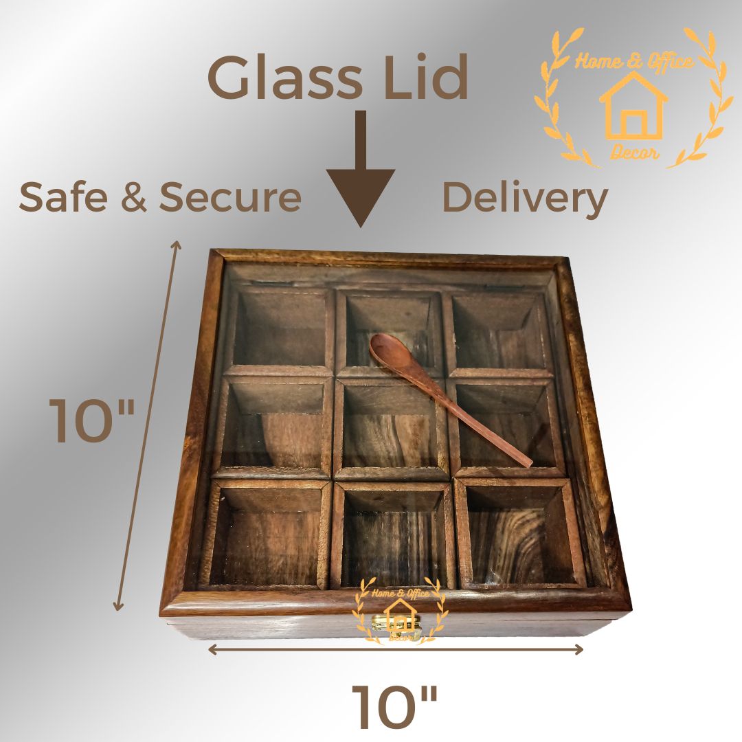Masala Box, 9 Movable Compartments, open view showing compartments