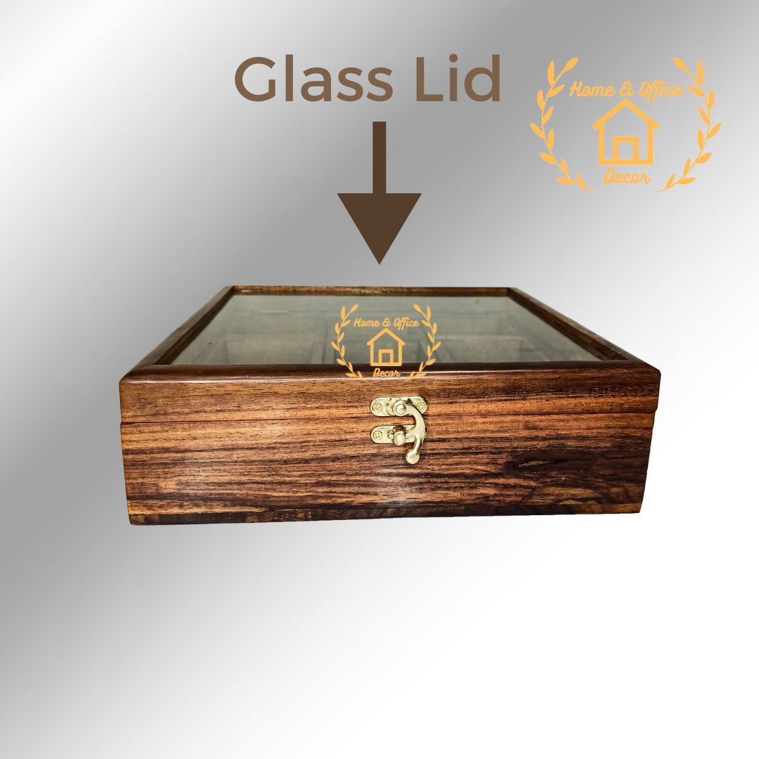 Masala Box, 9 Movable Compartments, glass lid detail