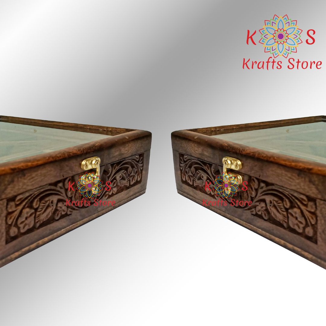 Masala Box with Carving Work, 9 Movable Compartments, open view